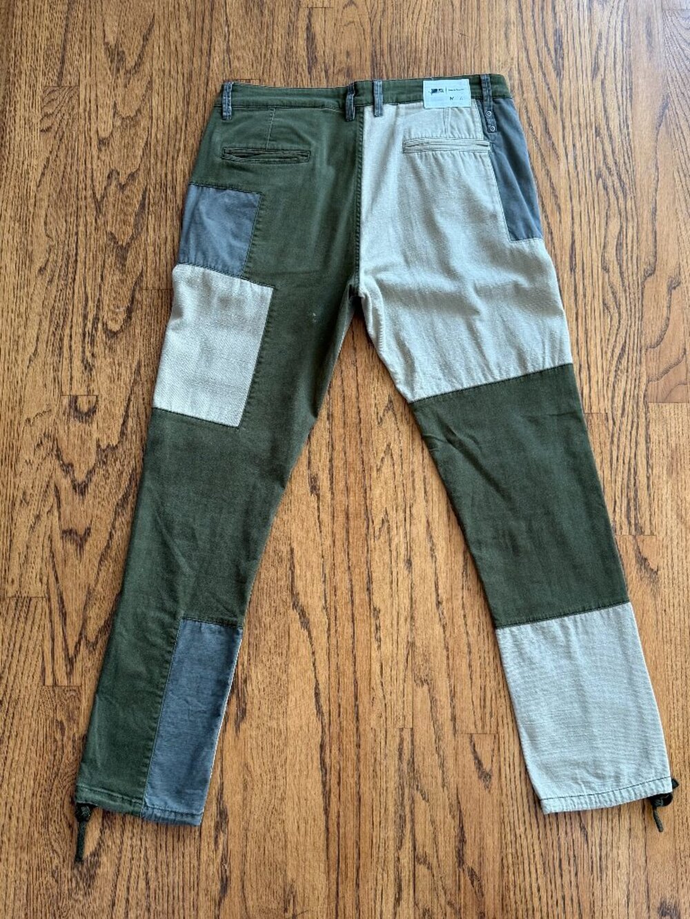 Publish Brand Colorblock Patchwork Pants Olive Grey Tan